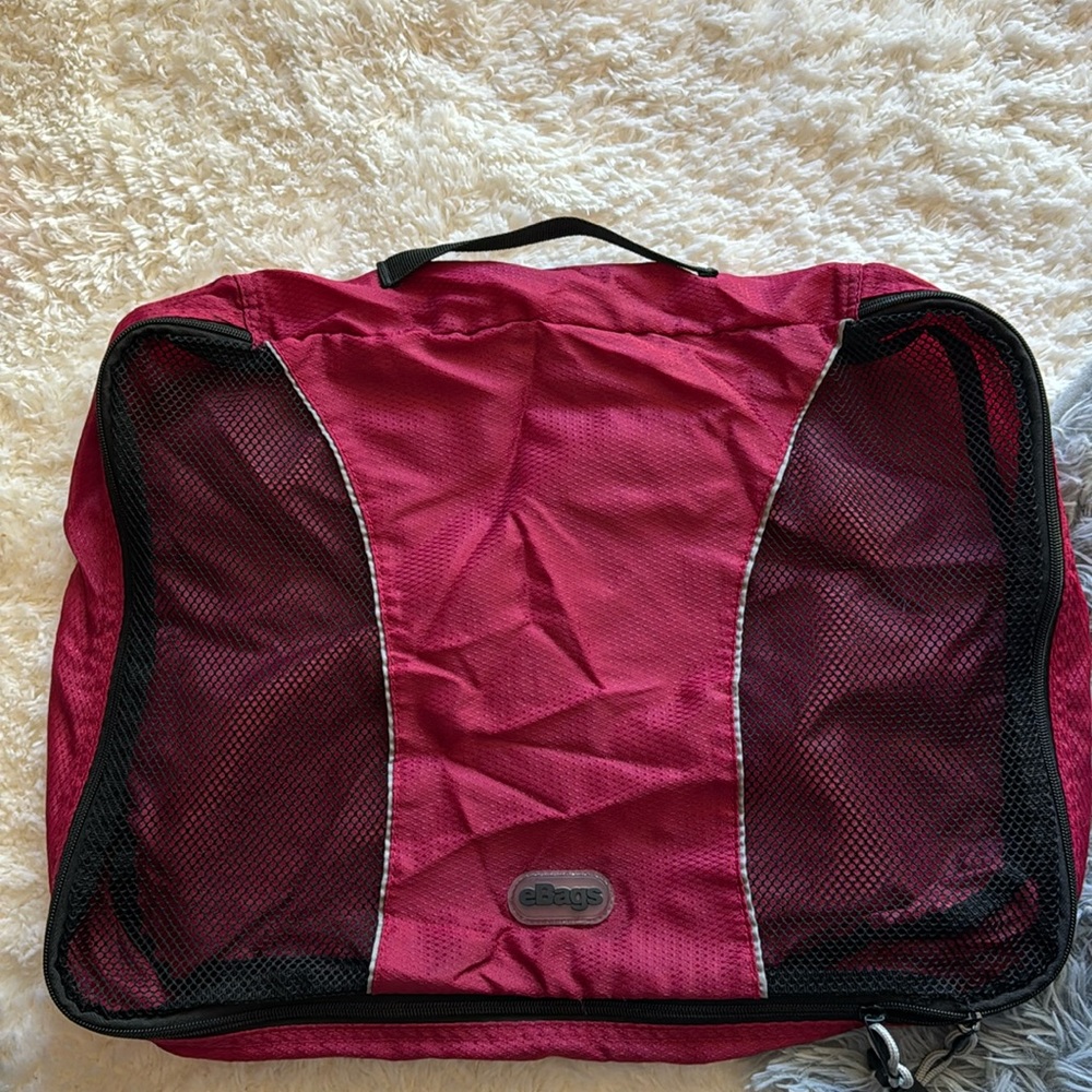 eBags Packing Cube Black & Burgundy Lightweight Breathable Travel Casual